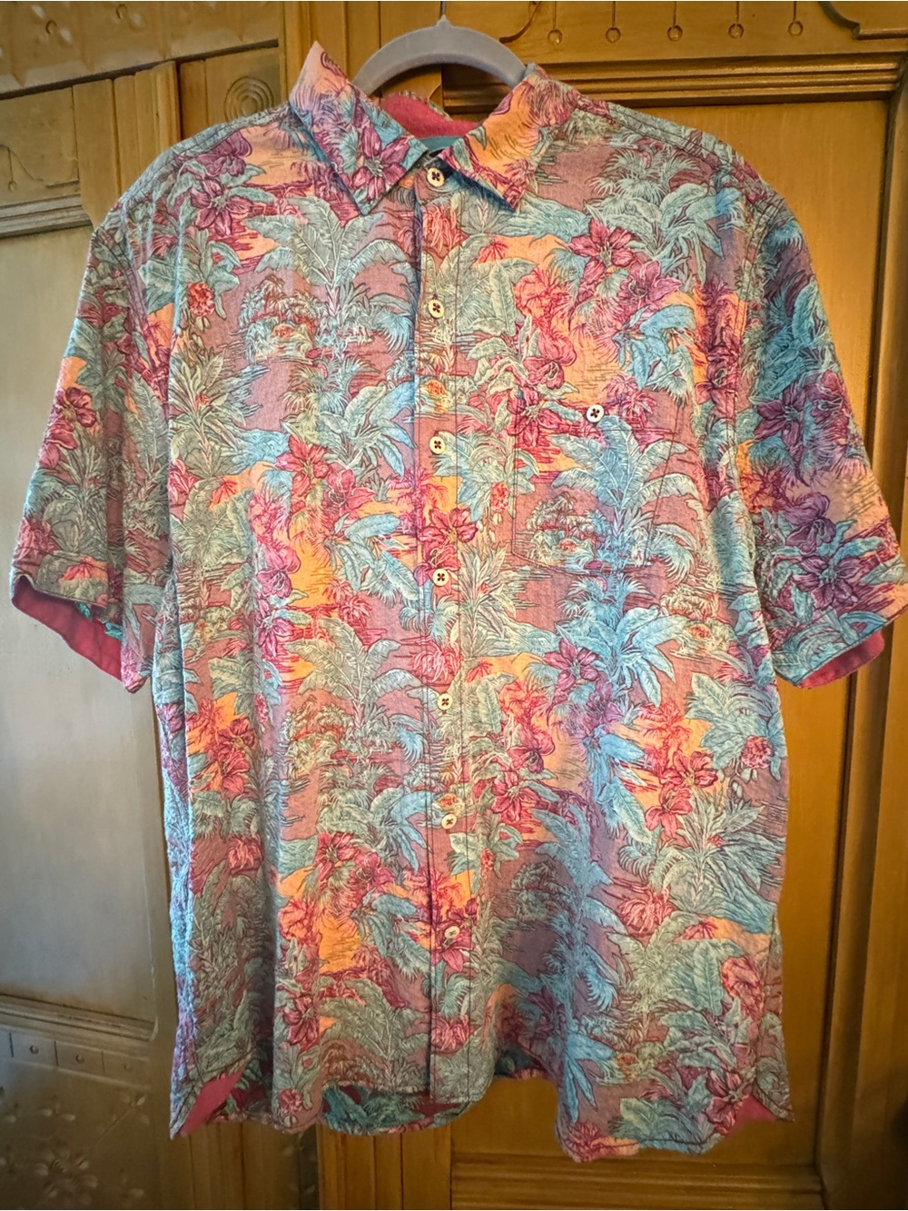 Tommy Bahama Nova Wave Aloha Hawaiian Shirt Mens Large Tropical Floral Button Up